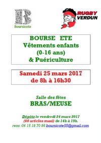 BOURSE ETE 0-16 ans et Puericulture. Le samedi 25 mars 2017 à Bras sur Meuse. Meuse. 
